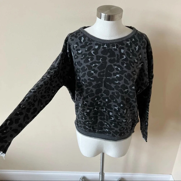 Maje Daleo Cotton Leopard Print Pullover Sweatshirt Size S 7875 - Picture 2 of 9